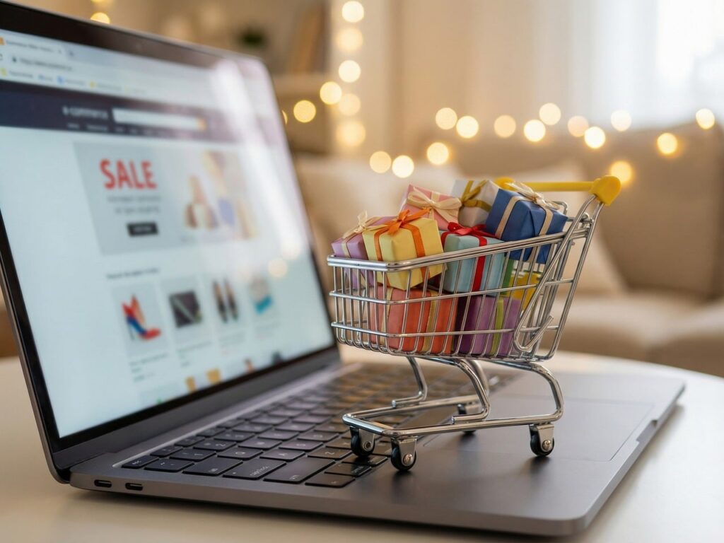 Minimal shopping cart representing ecommerce category and product collections