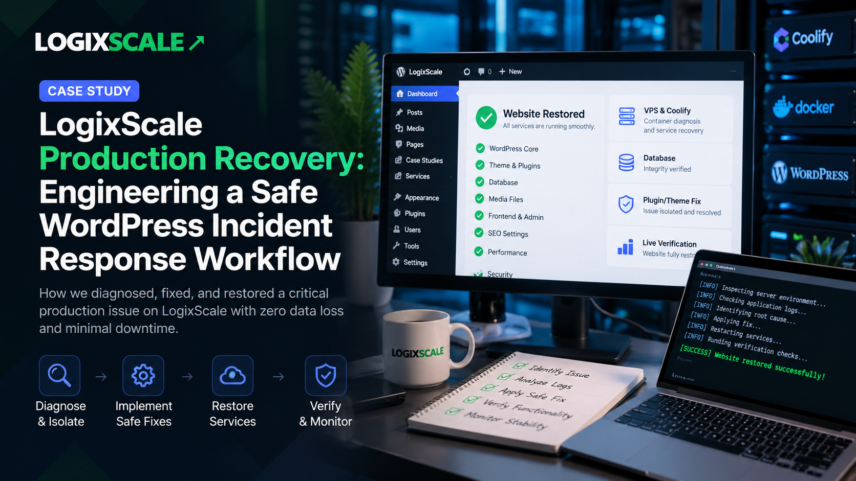 LogixScale production recovery and WordPress incident response case study