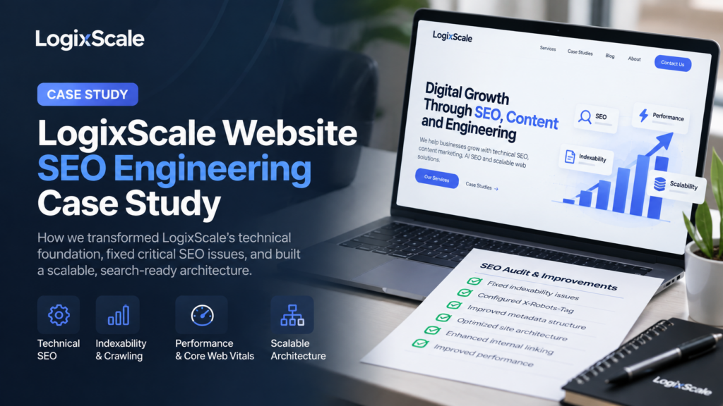 LogixScale website SEO engineering case study showing a search-ready growth foundation