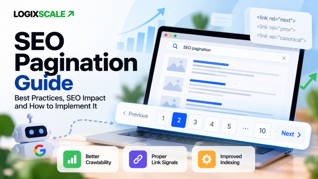 SEO pagination example showing numbered page navigation between content pages